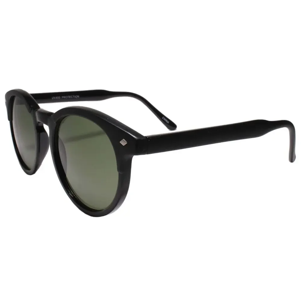 High-End Slick Dapper Indie Vintage 80s Look Simpered Round Key Hole Sunglasses